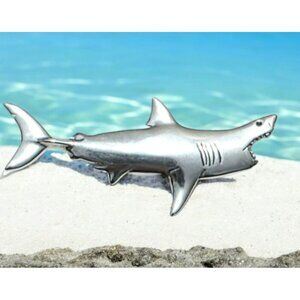 Vintage Sterling Silver Great White Shark Brooch Tie Pin Mako Jaws Sea Maritime